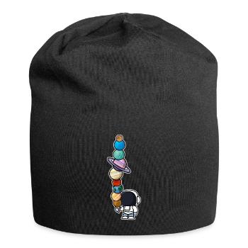 Astronaut Eis Essen Planeten - Jersey-Beanie - Schwarz - Vorne