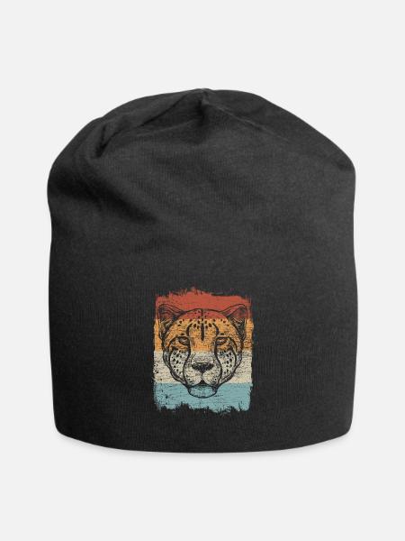 Gepard Raubkatze Retro Vintage Geschenk - Jersey-Beanie - Schwarz