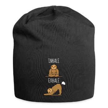 Méditation de yoga paresseux - inspirez expirez - Bonnet en jersey - noir - Devant