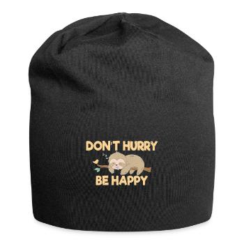 Dont Hurry Be Happy Sleepy Sloth Animal Lazy Perso - Jersey Beanie - black - Front