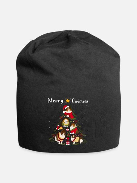 Shetland Sheepdog Sheltie Christmas Tree Dog Wei - Bonnet en jersey - noir