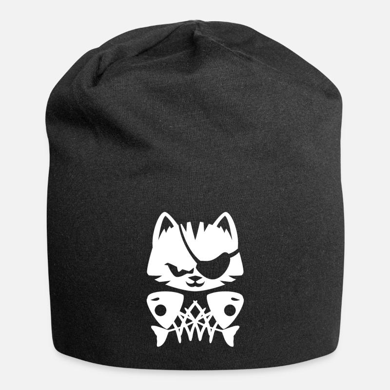 Piraten Kätzchen - Jersey-Beanie - Schwarz