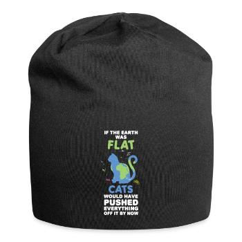 Flat earth cat owner funny - Jersey Beanie - black - Front