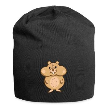 Hamster mit dicken Backen - Jersey-Beanie - Schwarz - Vorne