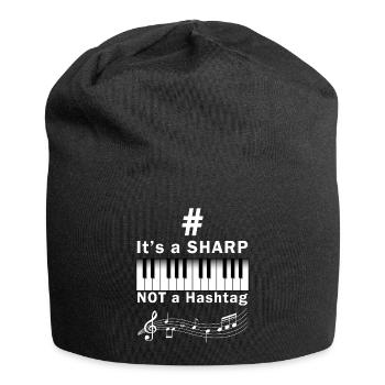 Sharp Hashtag piano musician keyboard - Jersey Beanie - black - Front