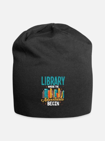 Bibliothek Bücher Lesen Buch Leseratte Geschenk - Jersey-Beanie - Schwarz