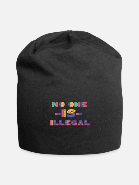 Kein Mensch ist illegal, Flüchtlinge, Slogan - Jersey-Beanie - Schwarz