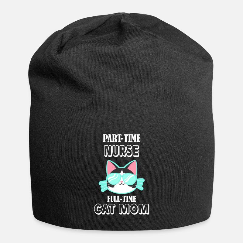 Teilzeit Krankenschwester Vollzeit Katzen Mutter - Jersey-Beanie - Schwarz