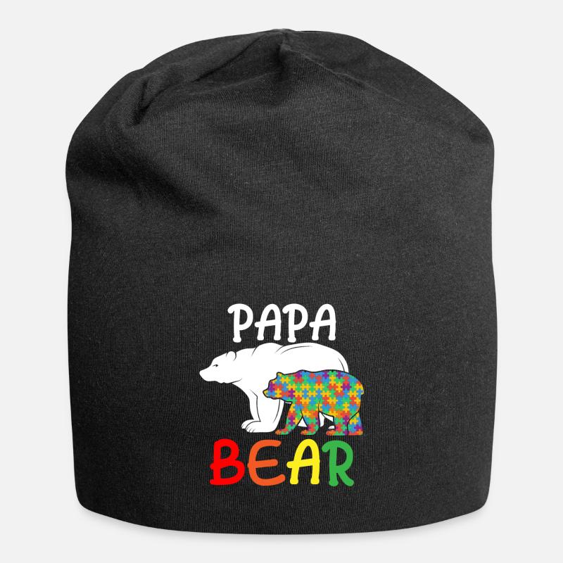Papa Bear - Père autiste unique en charge de l'autisme - Bonnet en jersey - noir