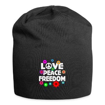 Love Peace Fleurs Amour paix Pacifiste No war - Bonnet en jersey - noir - Devant