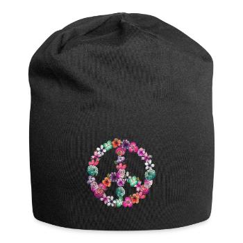 Frieden Blumen - Jersey-Beanie - Schwarz - Vorne