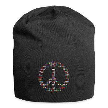 Peacezeichen 70er Jahre - Jersey-Beanie - Schwarz - Vorne