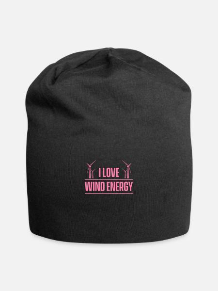 Windrad Windmühle Windkraft Windenergie Power - Jersey-Beanie - Schwarz
