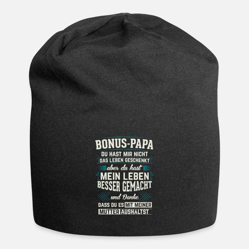 Bonus Papa - Geschenk Stiefvater Geburtstag - Jersey-Beanie - Schwarz