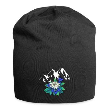 Montagnes montagnes Tirol Edelweiss gentiane nature randonnée - Bonnet en jersey - noir - Devant