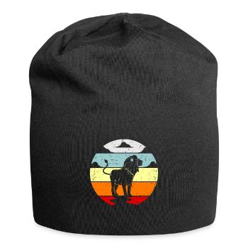 Löwe Löwin Geschenk Geschenkidee - Jersey-Beanie - Schwarz - Vorne