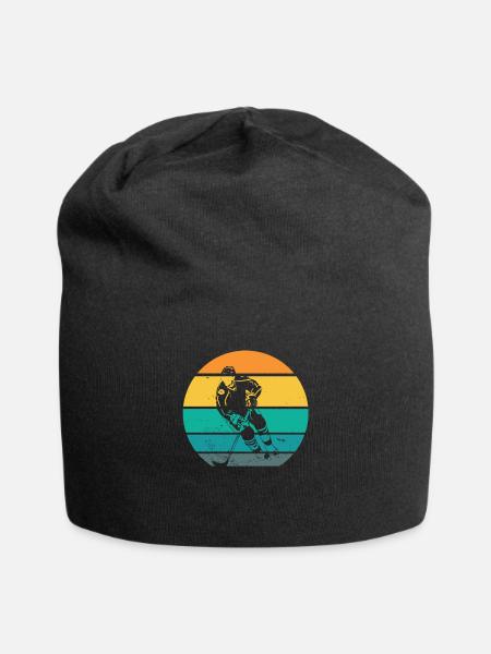 Eishockey Eishockeyspieler Geschenkidee Retro - Jersey-Beanie - Schwarz