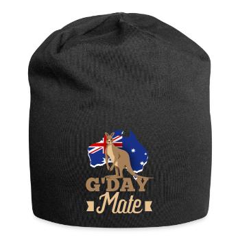 Känguru Australische Flagge G'Day Mate - Hallo - Jersey-Beanie - Schwarz - Vorne