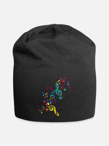 kunterbunte zusammengewürfelte Musik Noten - Jersey-Beanie - Schwarz