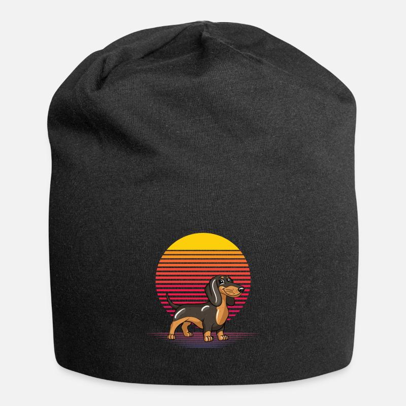 Retro Dackel - Jersey-Beanie - Schwarz