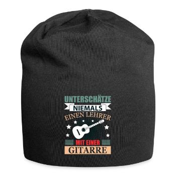 Lehrer mit Gitarre Geschenk für Lehrer Herren - Jersey-Beanie - Schwarz - Vorne
