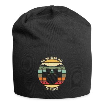 Ich bin dann mal im Keller - Schlagzeug Retro - Jersey-Beanie - Schwarz - Vorne