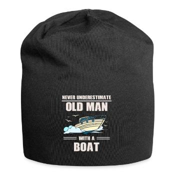 Never underestimate an old man with a boat - Jersey Beanie - black - Front