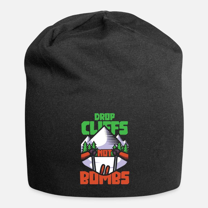 Ski drop cliffs not bombs - Jersey Beanie - black