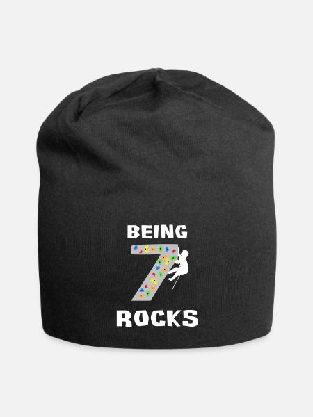 Being 7 Rocks Rock Climbing Bouldering Birthday - Jersey Beanie - black