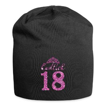 Endlich 18 - Girls Mädchen 18. Geburtstag Geschenk - Jersey-Beanie - Schwarz - Vorne