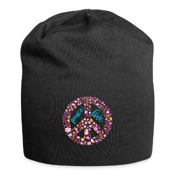 Paix Flower Power - Bonnet en jersey - noir - Devant