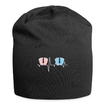Heartbeat EKG twin mother twin père tea - Bonnet en jersey - noir - Devant
