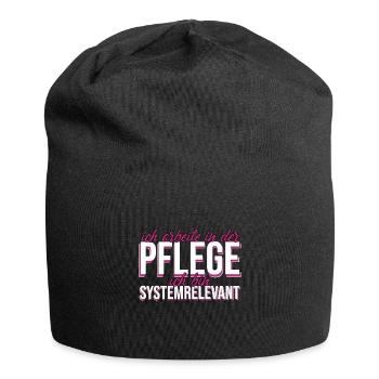 PFLEGEKRAFT - Pflege mfa Geschenk - Jersey-Beanie - Schwarz - Vorne