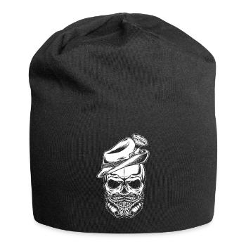 Grantler Granteln Totenschädel mit Bart Gamsbart - Jersey-Beanie - Schwarz - Vorne