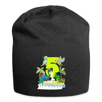 5 years pirate birthday boy five 5th dinosaurs T-Rex - Jersey Beanie - black - Front