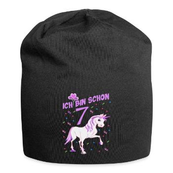 Pferde Geburtstagsshirt für Mädchen 7 Jahre - Jersey-Beanie - Schwarz - Vorne
