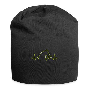 Herzschlag Pferde Mädchen Pferd Pferdesport - Jersey-Beanie - Schwarz - Vorne