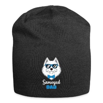 Cool Samoyed Dad Dog Gift - Jersey Beanie - charcoal grey - Front