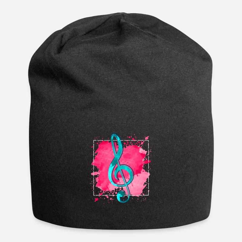 Notenschlüssel - Jersey-Beanie - Schwarz
