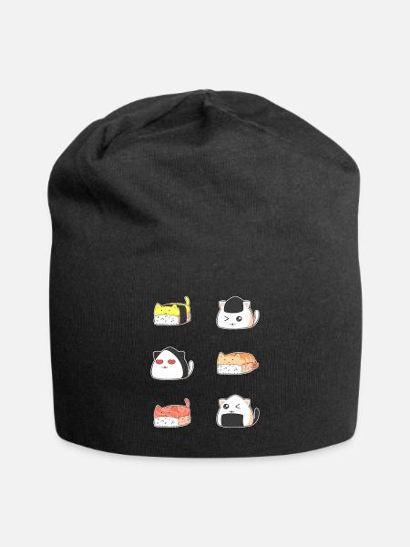 Kawaii Sushi Cat - Jersey-Beanie - Schwarz