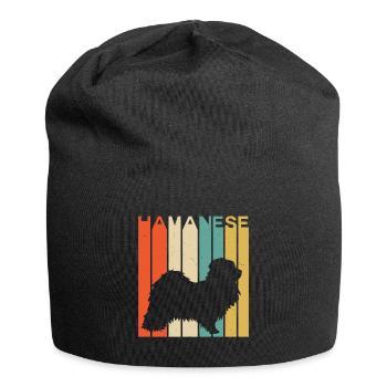 Chien silhouette havanais vintage rétro - Bonnet en jersey - noir - Devant
