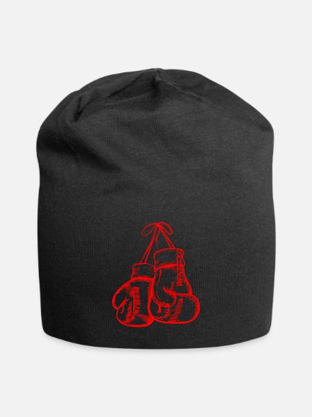 Rote Boxhandschuhe - Jersey-Beanie - Schwarz