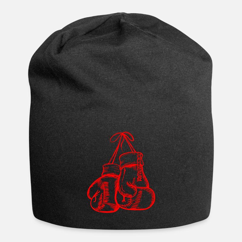 Gants de boxe rouges - Bonnet en jersey - noir
