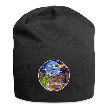 Psychedelische Alien Magic Mushrooms - Jersey-Beanie - Schwarz - Vorne