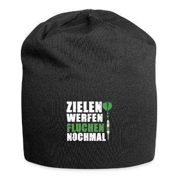 Zielen Werfen Fluchen Nochmal Darts Team Design - Jersey-Beanie - Schwarz - Vorne
