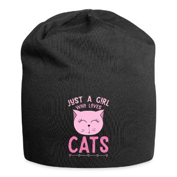 Just a girl who loves cats - Katzendame - Jersey-Beanie - Schwarz - Vorne