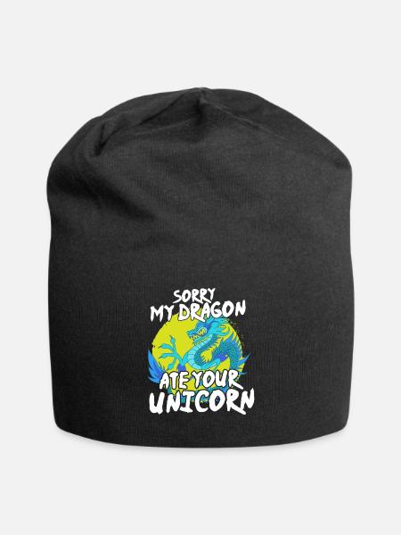 Sorry My Dragon Ate Your Unicorn Funny - Jersey-Beanie - Schwarz