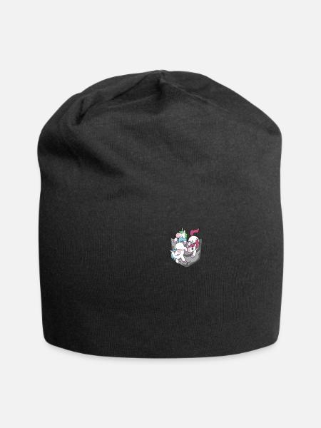 Einhorn Brusttasche - Jersey-Beanie - Schwarz