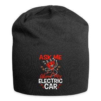 Ask Me About My Electric Car Geschenk Elektroauto - Jersey-Beanie - Schwarz - Vorne