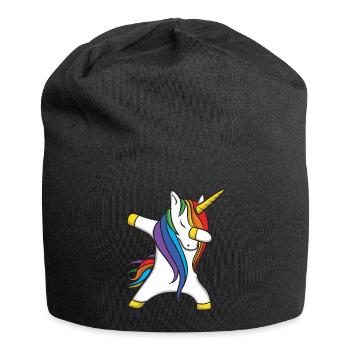 Dabbing Unicorn Einhorn - Jersey-Beanie - Schwarz - Vorne
